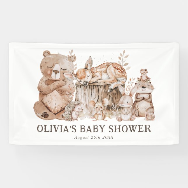 Lona Boho Woodland Animales Género Neutral Baby Shower (Horizontal)
