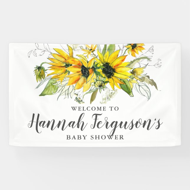 Lona Boho Yellow Sunflower Floral Baby Shower (Horizontal)