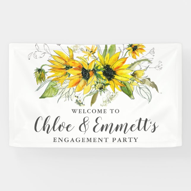Lona Boho Yellow Sunflower Floral Engagement Party (Horizontal)