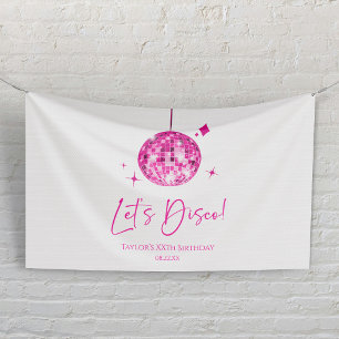 Lona Bola de discoteca rosa Vamos a la fiesta de cumple