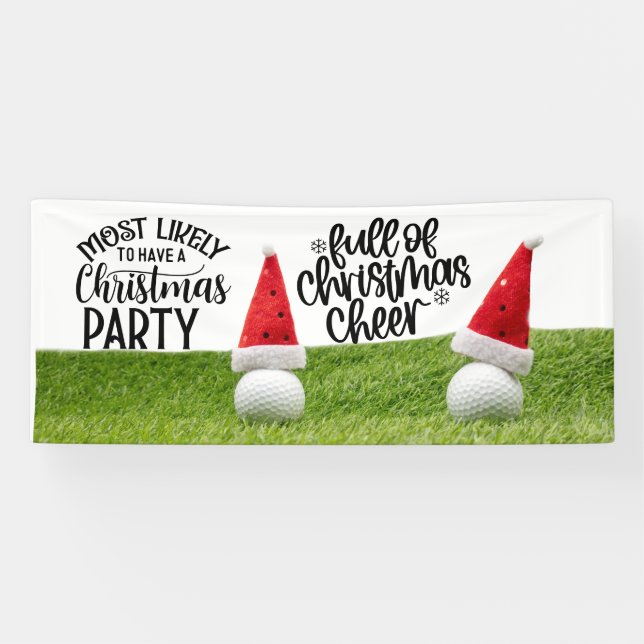 Lona Bola de golf con Fiesta de Navidades de Santa hat  (Horizontal)