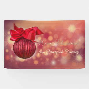 Lona Bolas de Navidad Rojas Bokeh Company