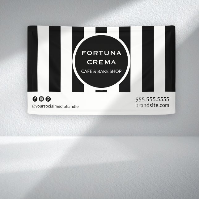 Lona Bold Black & White Striped Business Display Event  (Subido por el creador)