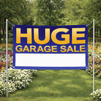 Lona Bold Blue & Gold "Huge Garage Sale" 3' x 5' Banner