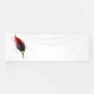 Lona Bolígrafo pluma roja con plumilla dorada