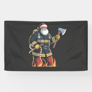 Lona Bombero Camión de bomberos Árbol de Navidad Santa
