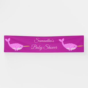 Lona Bonito bebé rosada Narwhal Personalizado Baby Show