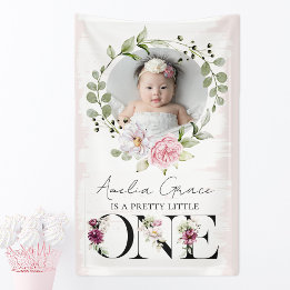 Lona Bonito Rubor Floral ONE First Birday Baby Photo