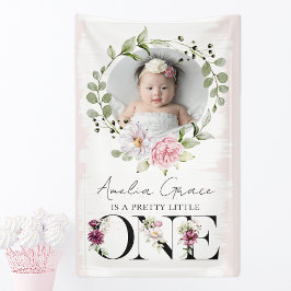 Lona Bonito Rubor Floral ONE First Birday Baby Photo