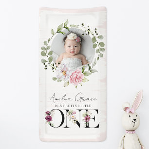 Lona Bonito Rubor Floral ONE First Birday Baby Photo
