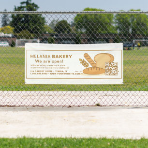 Lona Bonitos carteles de panadería con código QR  