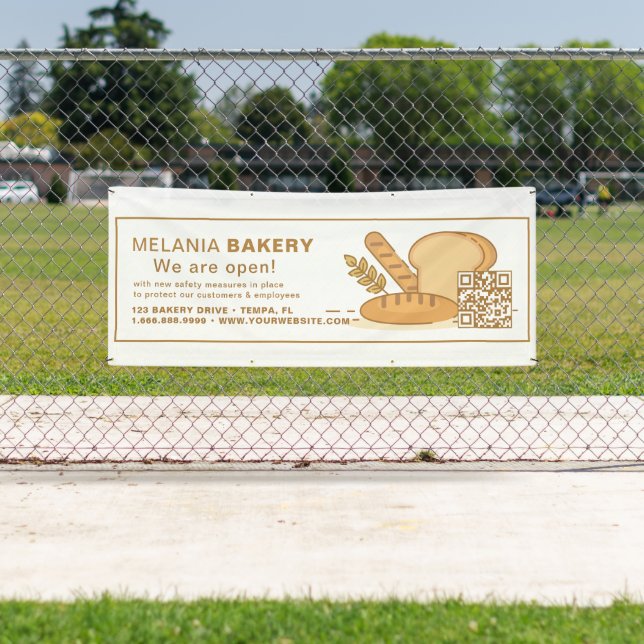 Lona Bonitos carteles de panadería con código QR | (In situ)