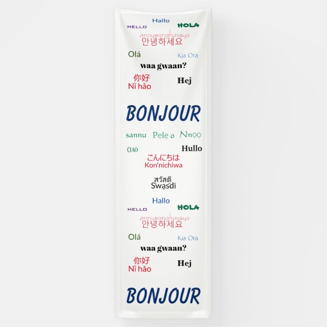 Lona Bonjour Hello Languages World Travel Colorful (Vertical)