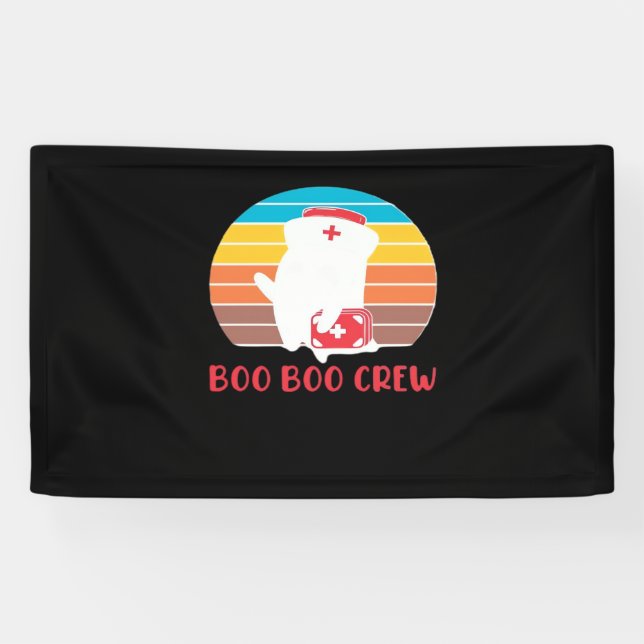 Lona Boo Boo Crew Enfermera Graciosa Fantasma Halloween (Horizontal)