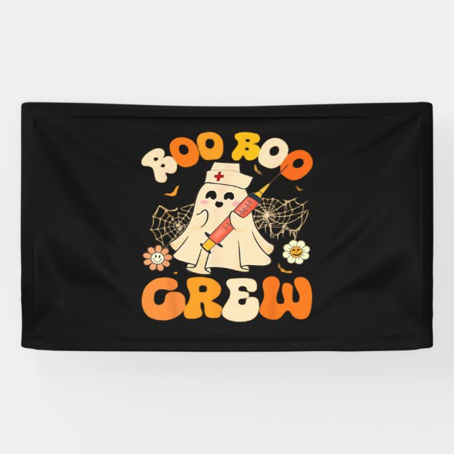 Lona Boo Boo Crew Fantasma Graciosa Para Enfermera, Hal (Horizontal)