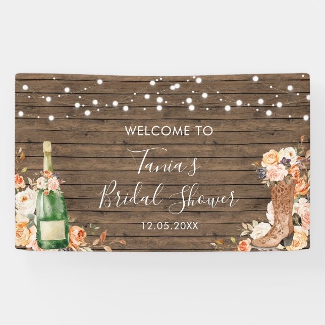 Lona Boots campestres occidentales y banderín grande (Horizontal)