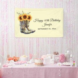 Lona Boots rústicos de vaquero con girasoles Cumpleaños