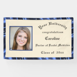 Lona Borde de satín azul de graduación Añadir una foto