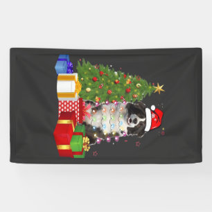 Lona Border Collie Divertido Árbol de Navidad Feliz Nav