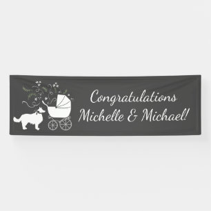 Lona Border Collie Perro Baby Shower Cachorro Gris