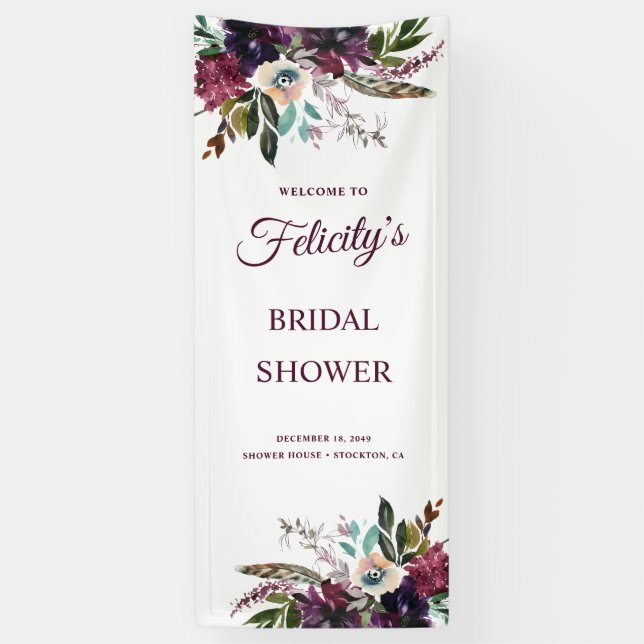 Lona Borgoña Splendor Floral White Bridal Shower (Vertical)