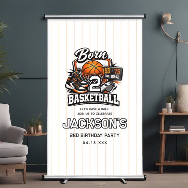 Lona Born 2 Basketball Sports Themed Boy 2nd Birthday  (Born 2 Basketball Sports Themed Boy 2nd Birthday Banner
)