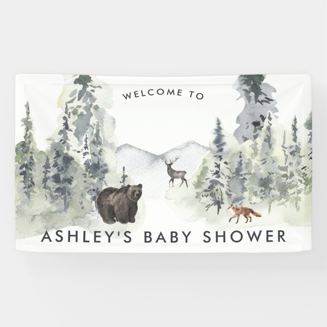 Lona Bosque de bosques | Banner de bienvenida de Baby S (Horizontal)
