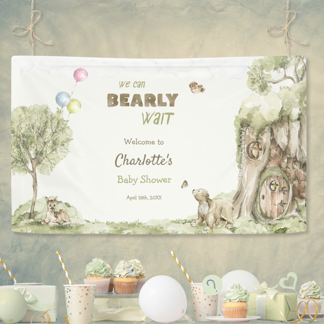 Lona Bosque de Cuentos de Hadas Oso Apenas Espera Bienv (Storybook Woodland Bearly Wait Welcome Banner ©Susanne Sachers - Sunny Mind 🌞)