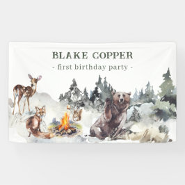 Lona Bosque encantado Rustic Woodland Boy 1er cumpleaño