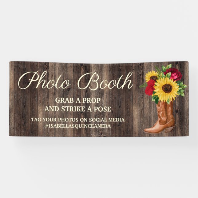 Lona Botas de girasoles soleados rústicos Foto Booth  (Horizontal)