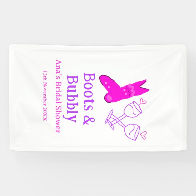 Lona Botas y botella de champán burbujeante despedida d (Horizontal)