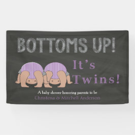Lona Bottoms Up Twins Baby Shower Personalized Banner