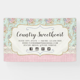 Lona Boutique floral rosado elegante lamentable del