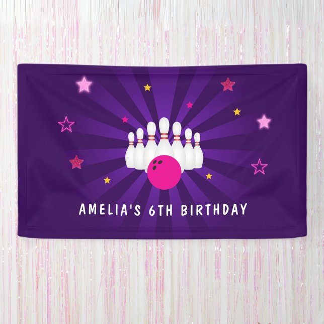 Lona Bowday Party Birthday Party Purple Pink Stars (Subido por el creador)