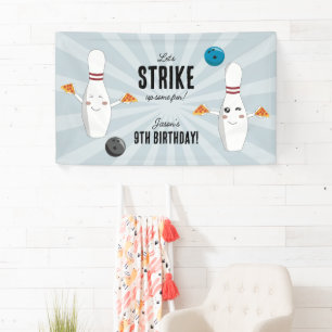 Lona Bowling Pizza Strike Algunos Divertidos Niños Cump