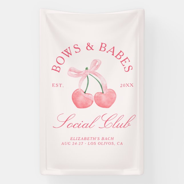 Lona Bows & Babes Coquette Cherries Despedida de Solter (Vertical)