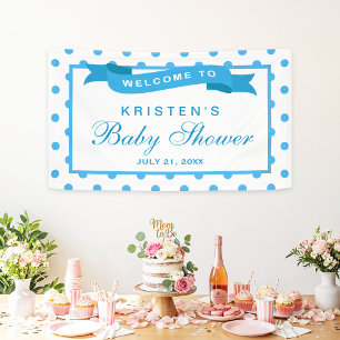 Lona Boy Baby Shower Blue Polka Dots Ribbon