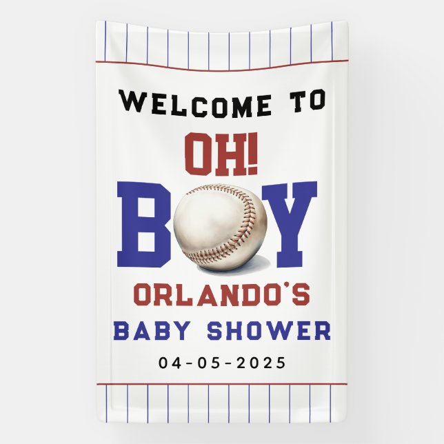 Lona Boy Baseball Baby Shower | Cute Sports Party (Vertical)