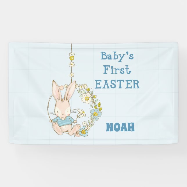 Lona Boy First Easter Bunny on Flower Swing (Horizontal)