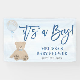 Lona Boy Teddy Bear Blue Balloon Baby Shower