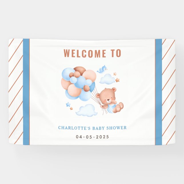 Lona Boy Teddy Bear “We Can Bearly Wait” Baby Shower (Horizontal)