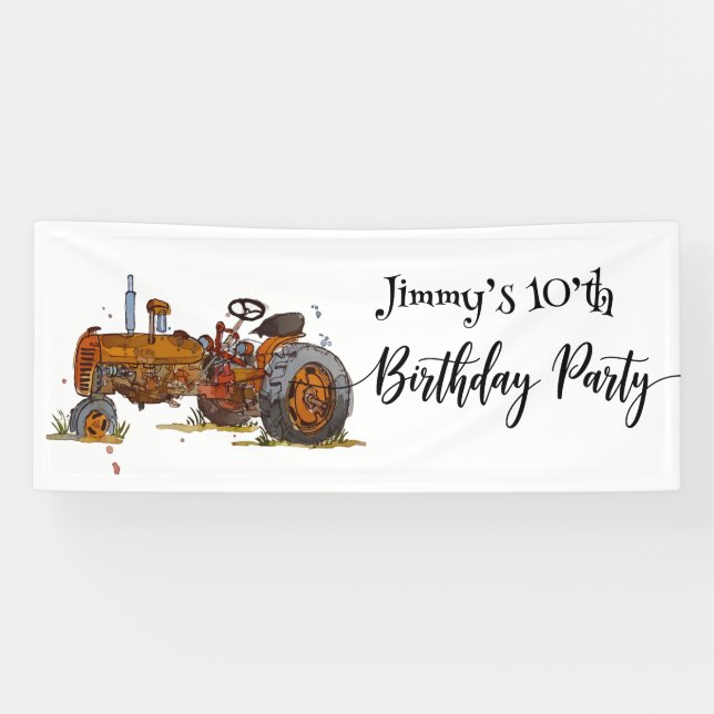 Lona Boys birthday party with antique tractor design (Horizontal)