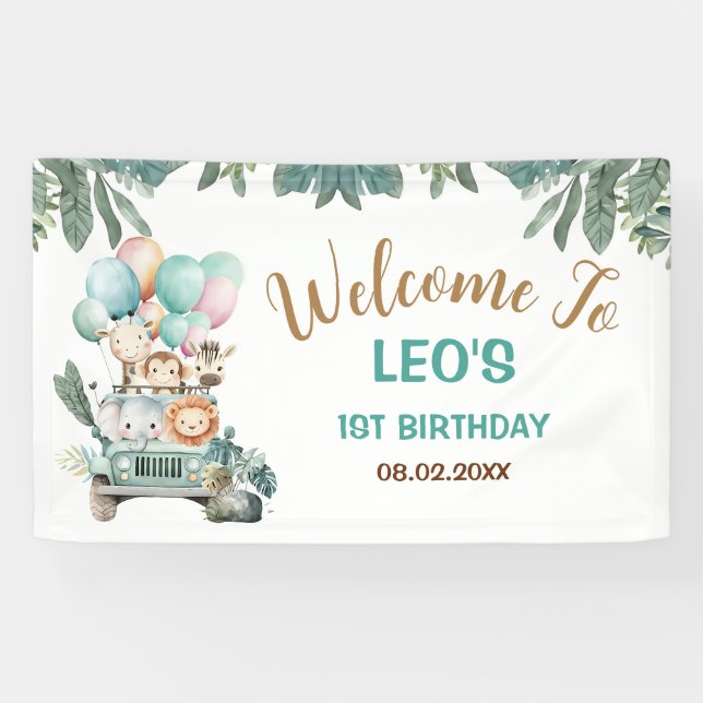 Lona Boys Cute Safari Birthday  (Horizontal)