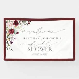 Lona Bridal Shower Burgundy Watercolor Floral Bienvenid