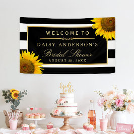 Lona Bridal Shower Classy Sunflower Black White Strips