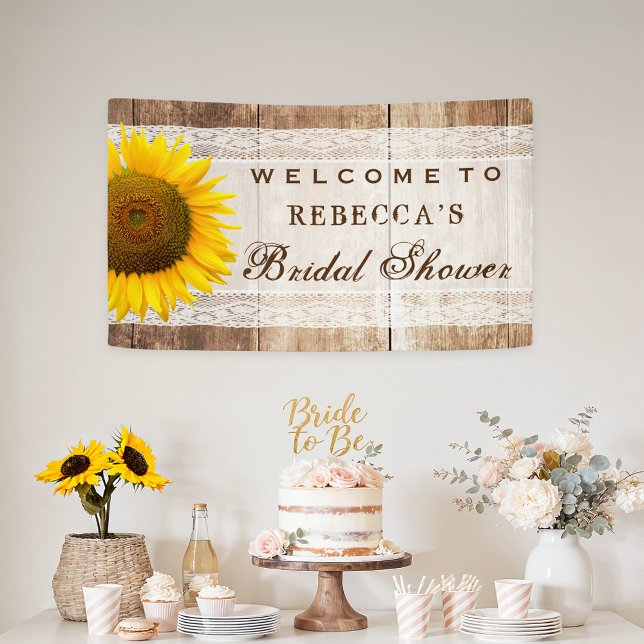 Lona Bridal Shower Rustic Country Barn Wood Sunflower (Subido por el creador)