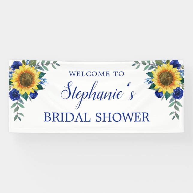 Lona Bridal Shower Sunflower Blue Floral (Horizontal)