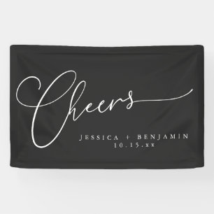 Lona Brindis Minimalista Letra Negra Boda Elegante