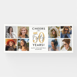 Lona Brindis por 50 Años Banner de Cumpleaños con Foto 