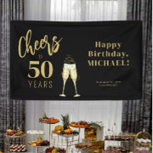 Brindis por 50 años oro negro fiesta de cumpleaños
